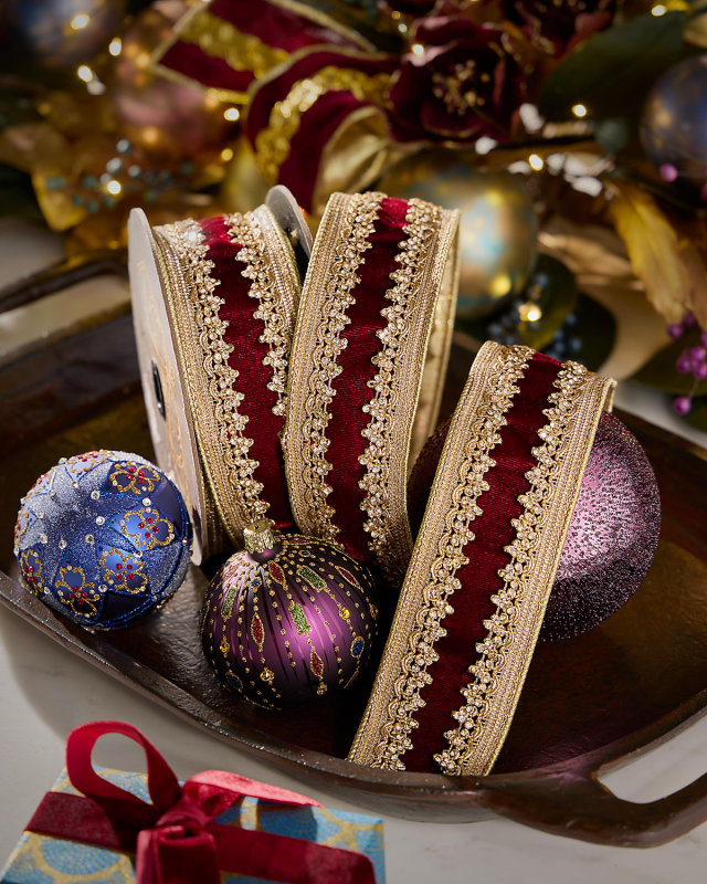 Jewel-Trim Velvet Ribbon, 2.5" x 5 Yards